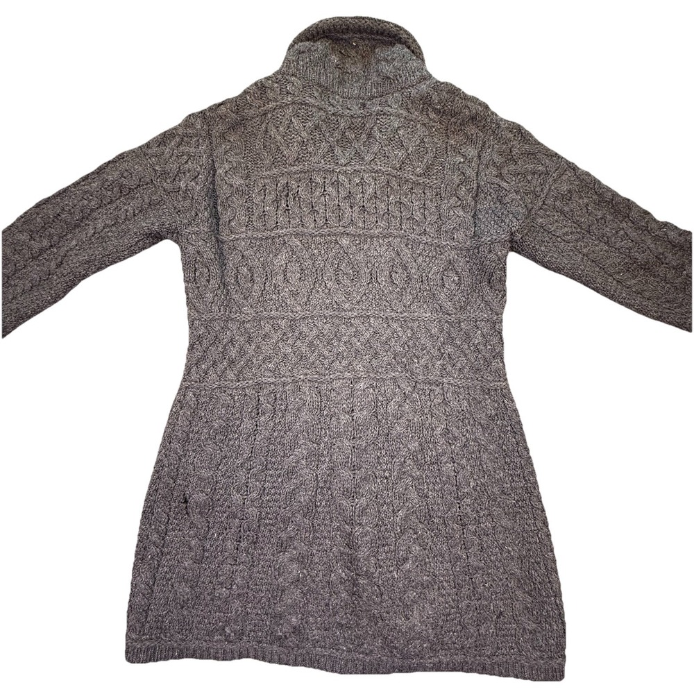 Aran Crafts Merino Wool Cable Knit Full Zip Cardigan Sweater Ireland Sz M Gray - Picture 4 of 11